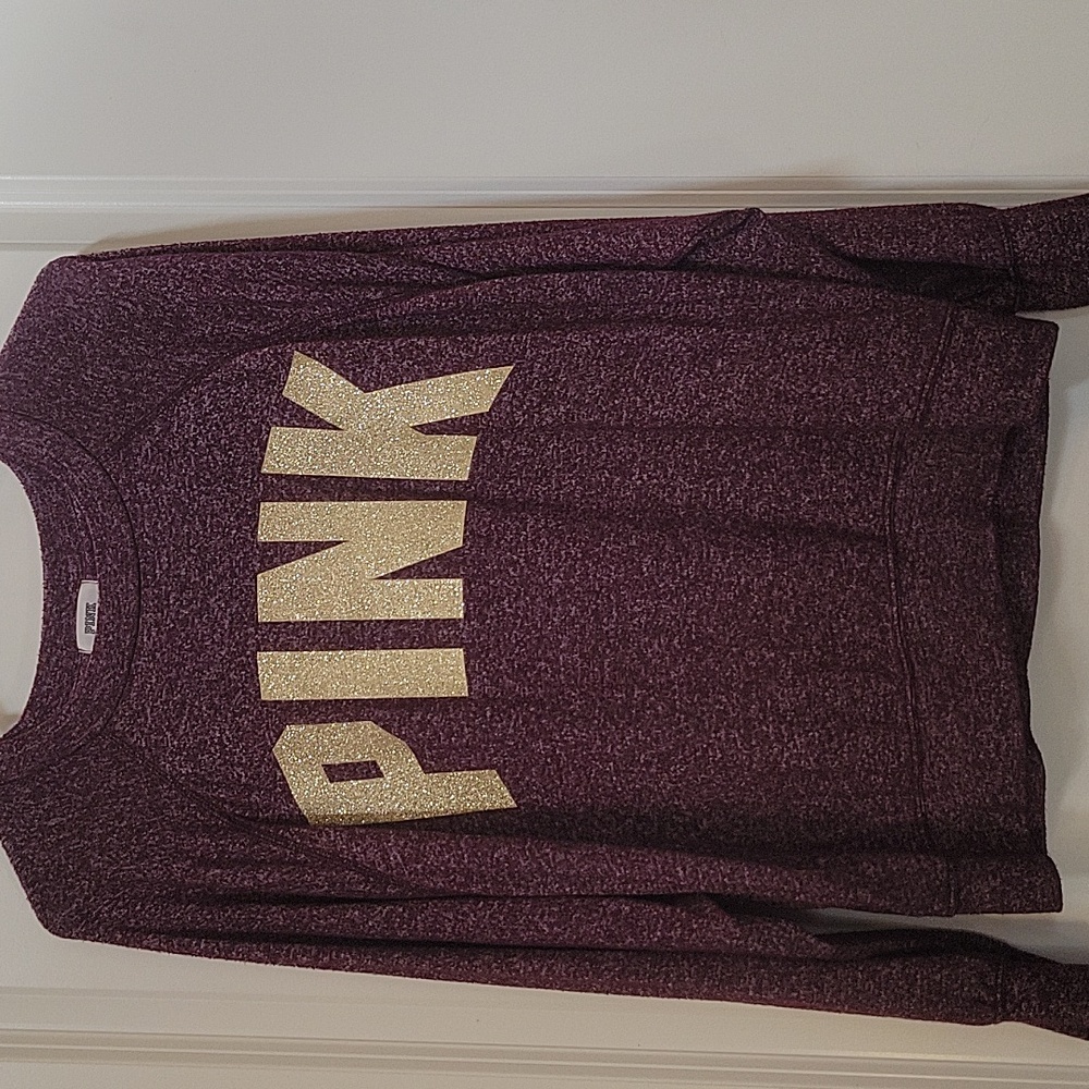 PINK Victoria's Secret Purple/Maroon and Gold Top SMALL